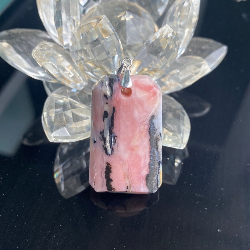 Rhodonite and sterling silver pendant